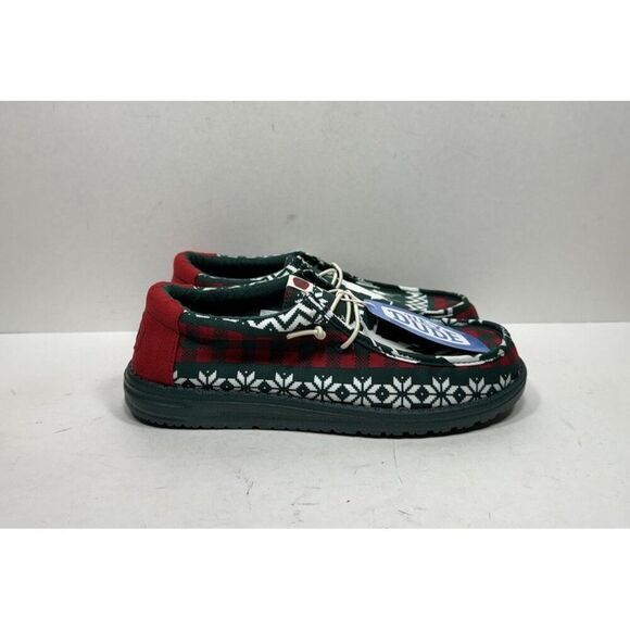 Hey Dude Wally Holiday Cheers Green Red Multi Shoes Men’s Size 9 Slip On - Picture 1 of 7